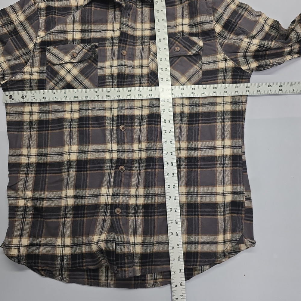 Jachs NY Mens Heritage Flannel Plaid Button Down Shirt Brown Tan Black Large - Picture 4 of 6